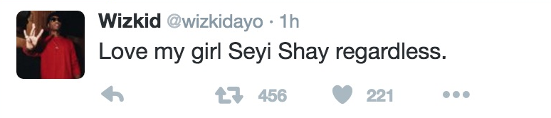 Wizkid Seyi Shay tweet
