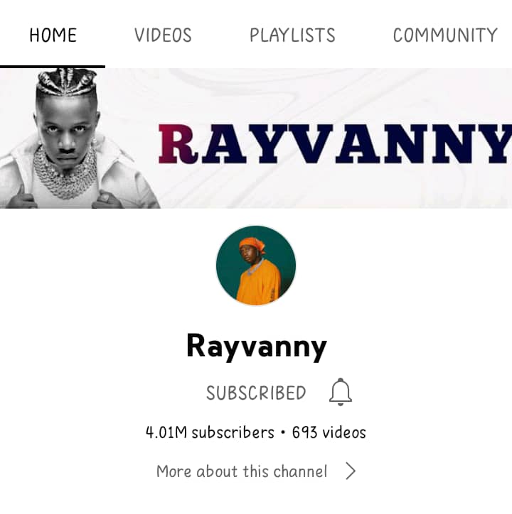 rayvanny Subscribers On Youtube