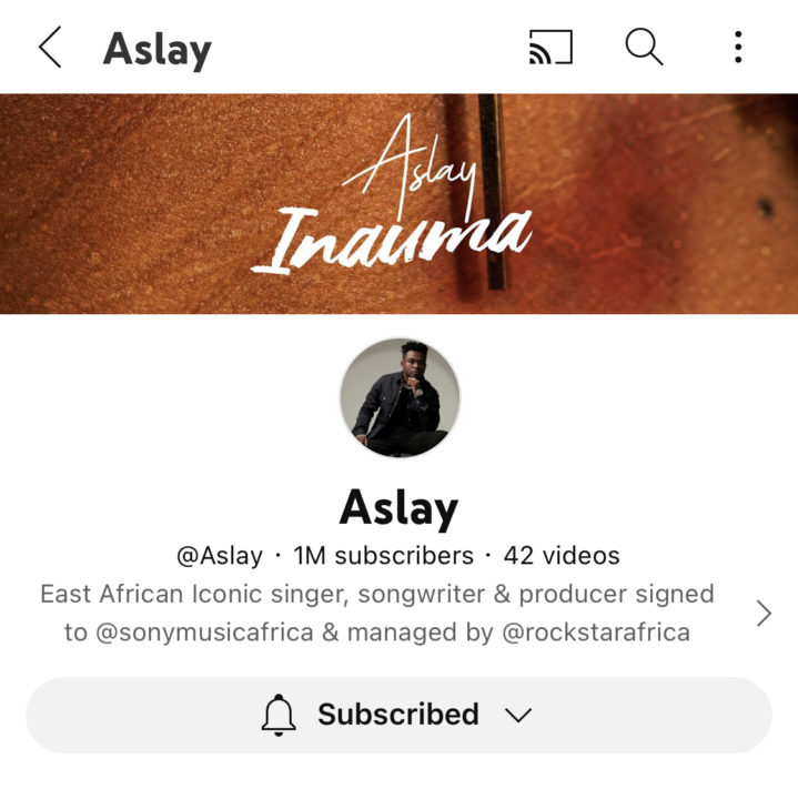 Aslay Clocks 1 Million Subscribers On Youtube 