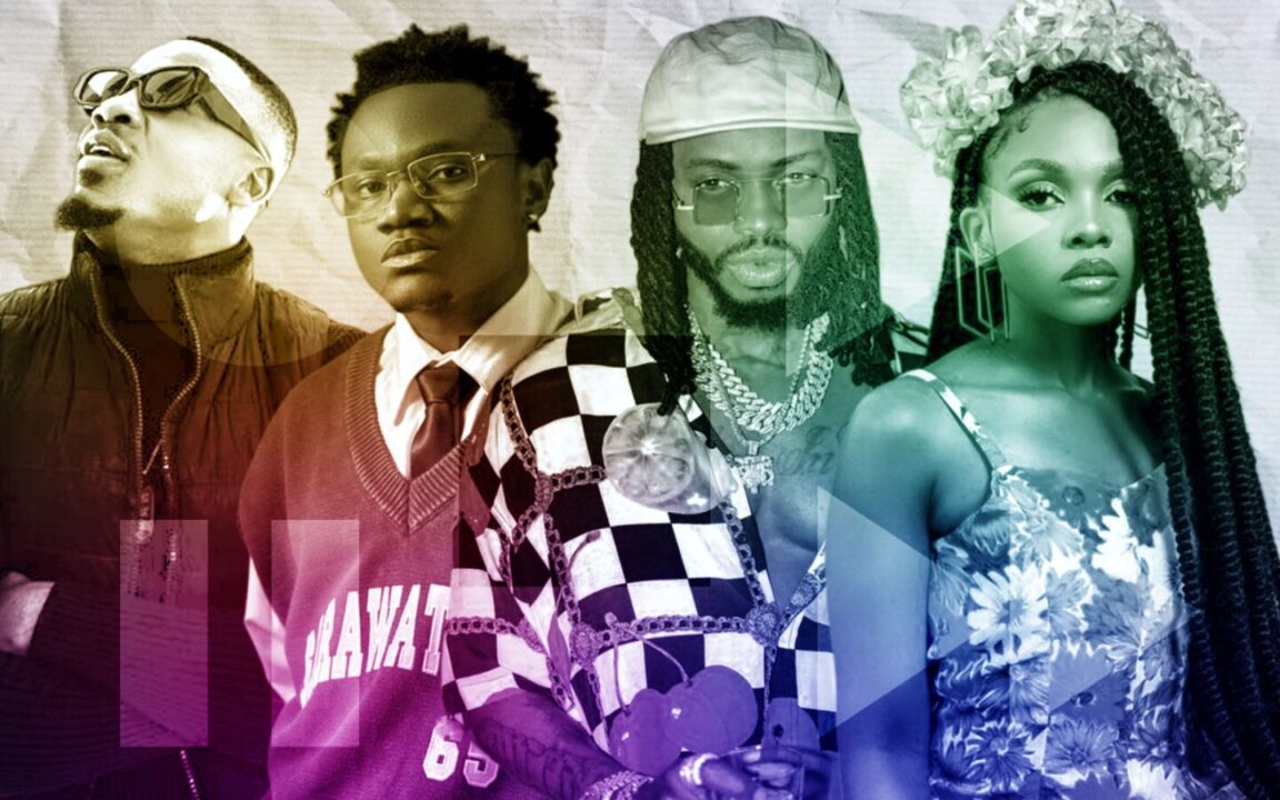 An image that shows 4 Tanzanian artists who Are Ali Kiba, Mbosso, Diamond Platnumz, Zuchu 