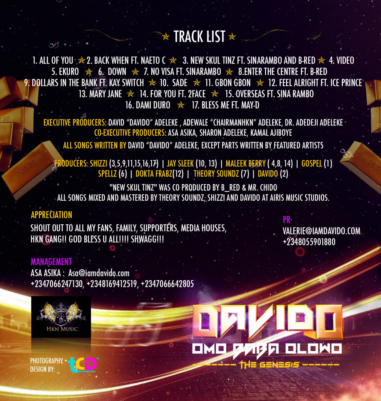 Davido - O.B.O (Omo Baba Olowo): The Genesis (Album Track Listing ...