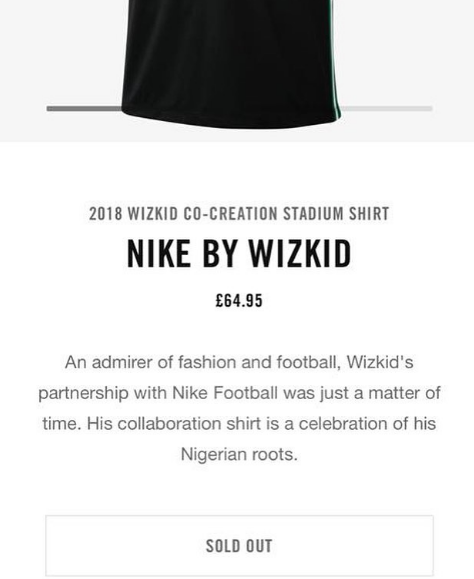 Wizkid's Nike Jersey Sold Out In Minutes