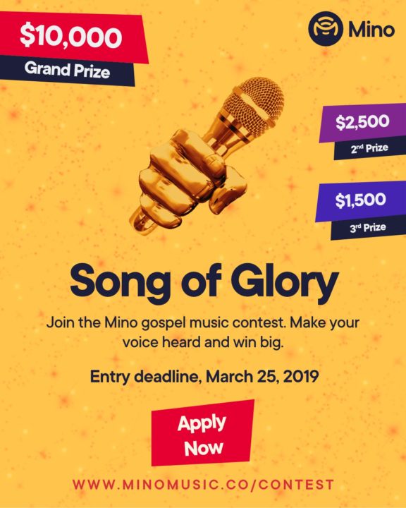 ​$10,000 up for grabs in ​Mino Music Gospel Contest
