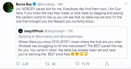 Burna Boy's Tweet - 3