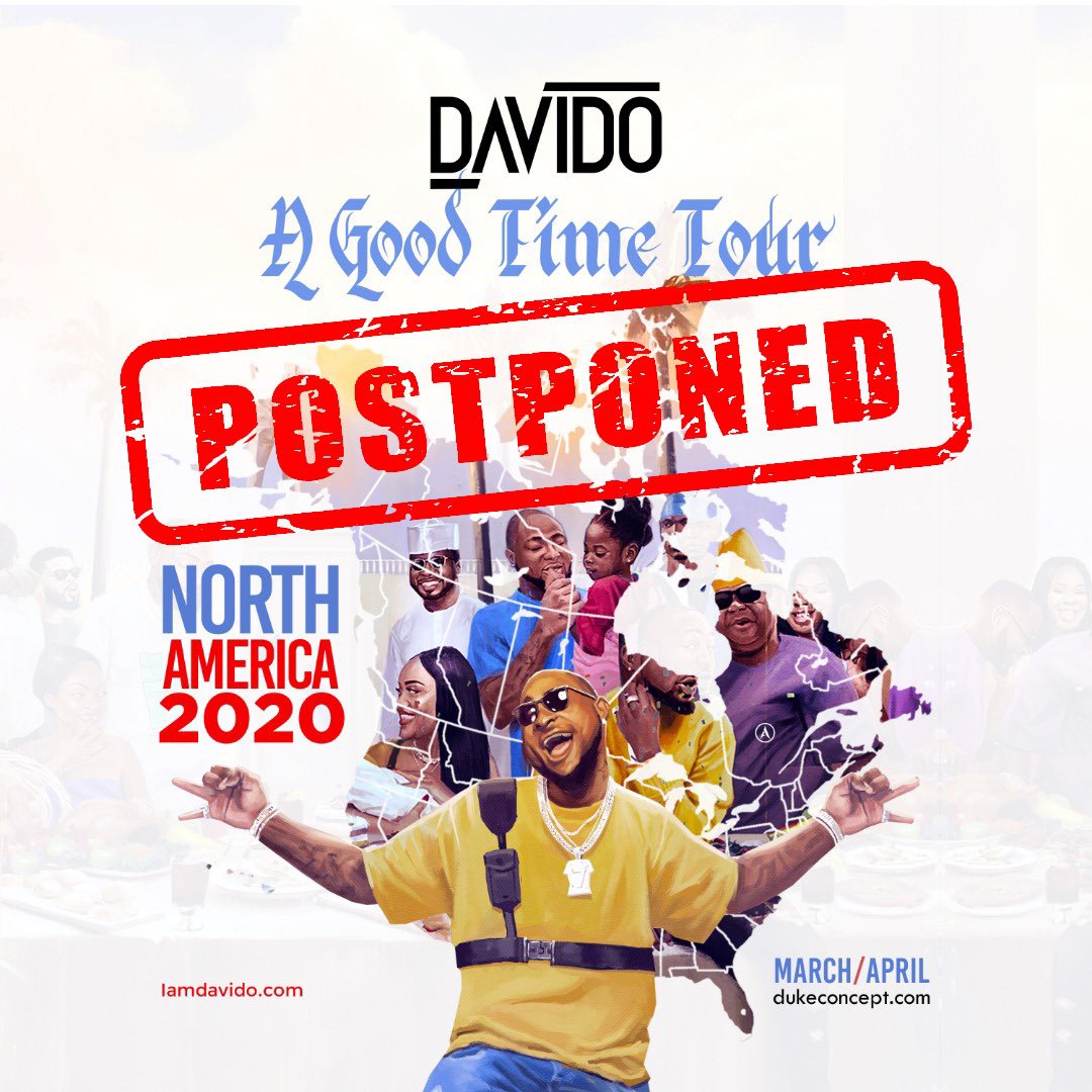 #COVID-19: Davido Suspends "A Good Time" North America Tour Due To Coronavirus