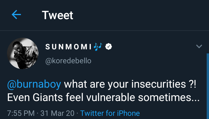 "What are your insecurities?" Korede Bello Asks Burna Boy