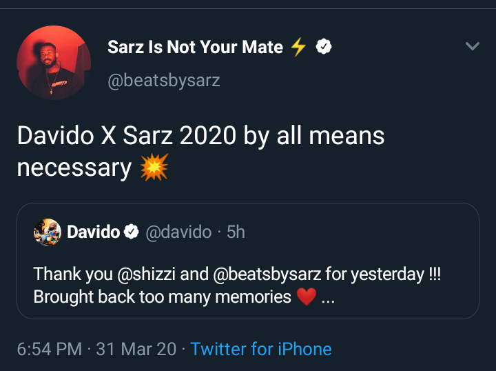 After Shizzi Battle Sarz Vows To Produce For Davido In 2020