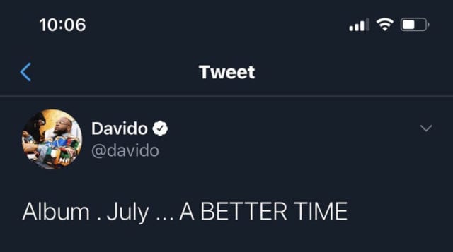 A better time tweet from Davido