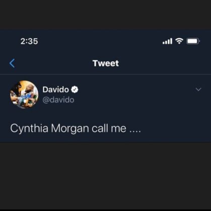 Cynthia Morgan Confirms Working With Davido On That New Jam!?