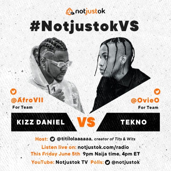#NotjustokVS: Kizz Daniel VS Tekno | This Friday, June 5