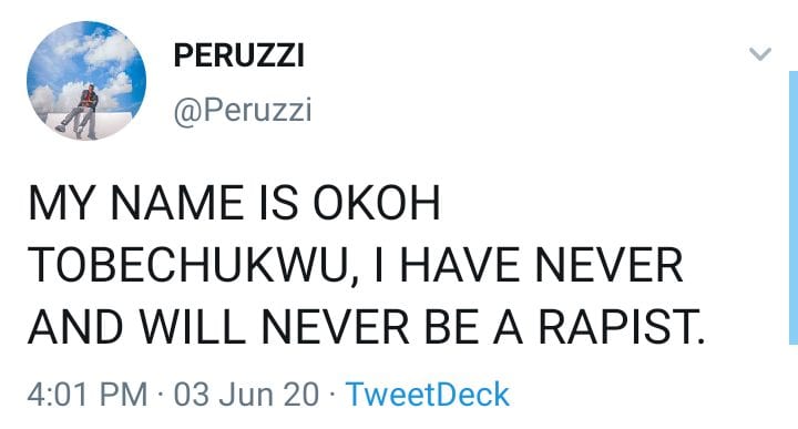 Peruzzi responds to rape allegations 