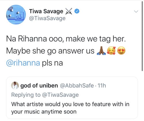 Tiwa Savage Begs For A Rihanna Collab, Asks Fans To Tag Rihanna