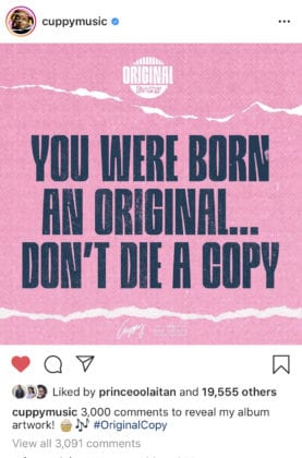 Cuppy unveils artwork for "Original Copy"