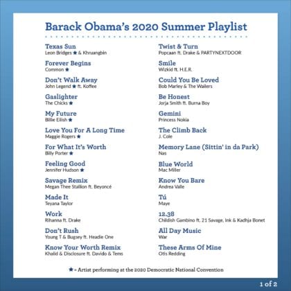 Barack Obama’s Summer 2020 Playlist