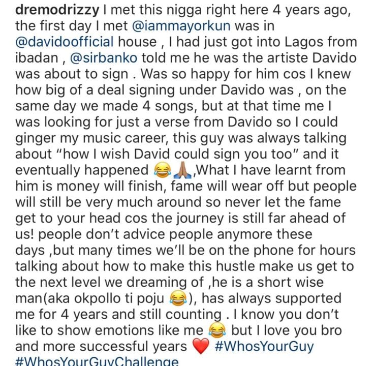 Dremo's message to Mayorkun