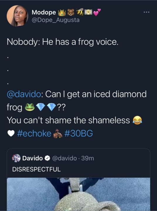 Davido frog necklace