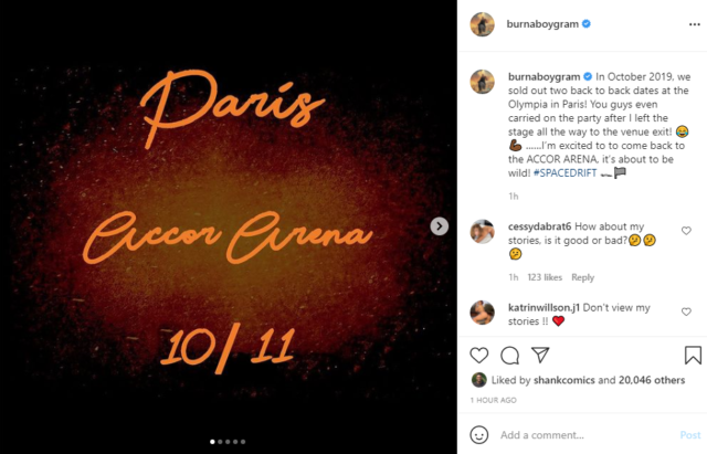 Burna Boy Announces Venue for Paris Concert | WATCH