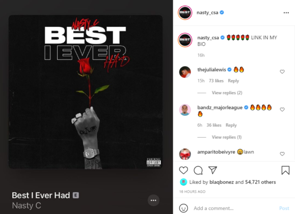 Nasty C Showcases His Range on New Single 'Best I Ever Had' | Listen