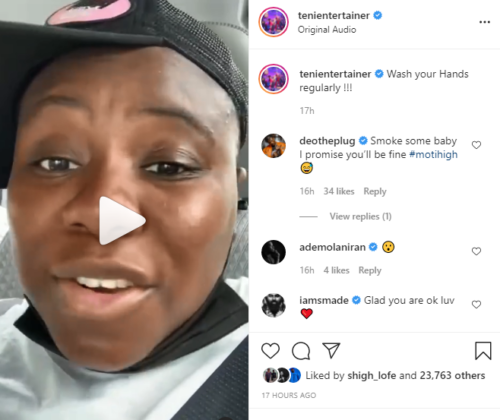 Teni Reveals She Had Covid-19, Advocates for Use of Precautions