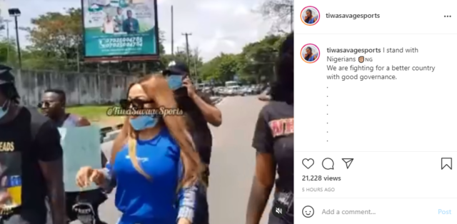 Watch the Moment Tiwa Savage Joins the #June12Protest