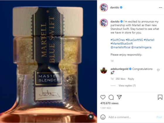 Davido Inks New Endorsement Deal with Martell | NotjustOK