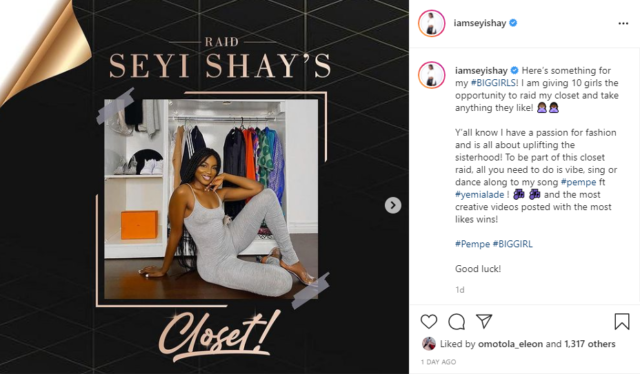 Seyi Shay Wants Ten Ladies To Raid Her Closet, Find Out How