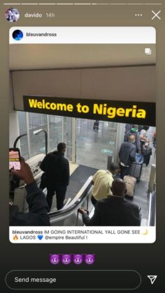 See How Davido Reacted to Yung Bleu Arriving Lagos