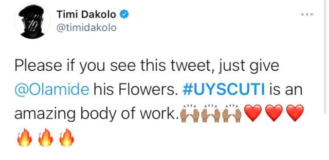 Don Jazzy, Timi Dakolo, Do2dtun, and Others React to Olamide's 'UY Scuti'