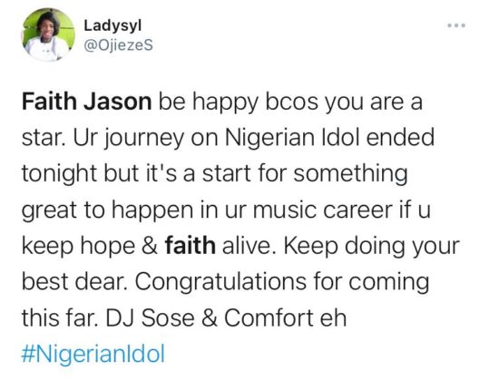 Nigerians React as Faith Jason Exits Nigerian Idol at Top 4 Stage