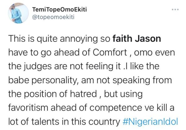 Nigerians React as Faith Jason Exits Nigerian Idol at Top 4 Stage