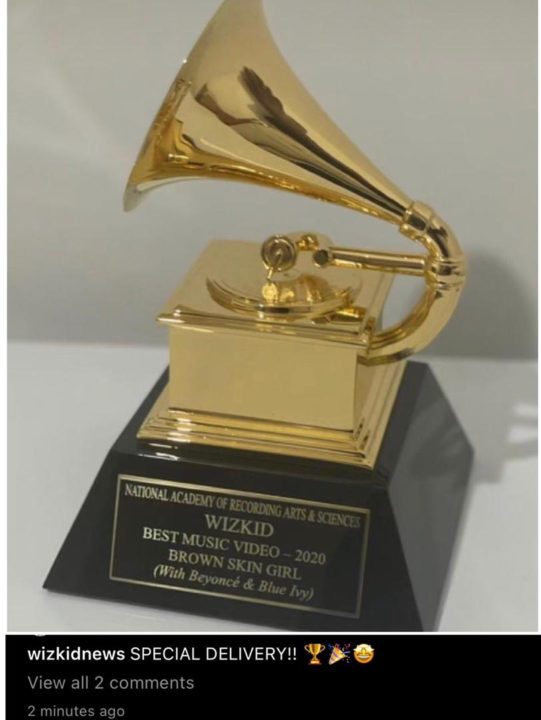 Wizkid Grammy Plaque