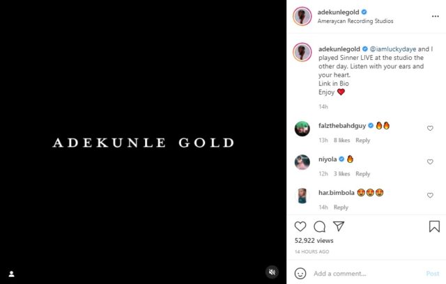 Watch Adekunle Gold Perform His New Single Sinner Live With Lucky Daye Tunde Ednut