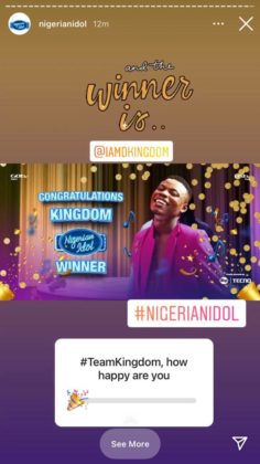 Kingdom Is Named Winner of Nigerian Idol Season 6! | NotjustOK