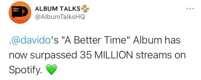 Davido's 'A Better Time' Album Clocks 35 Million Streams on Spotify