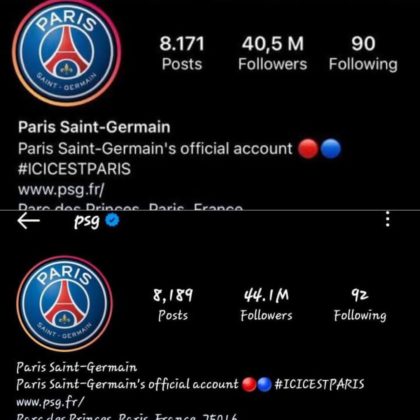 PSG Instagram followers
