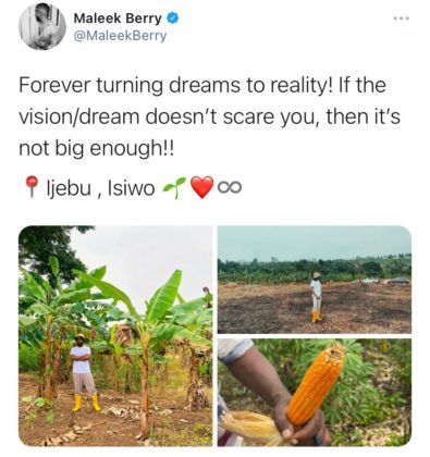 Maleek Berry Shares Photos of New Farm in Ogun State NotjustOK