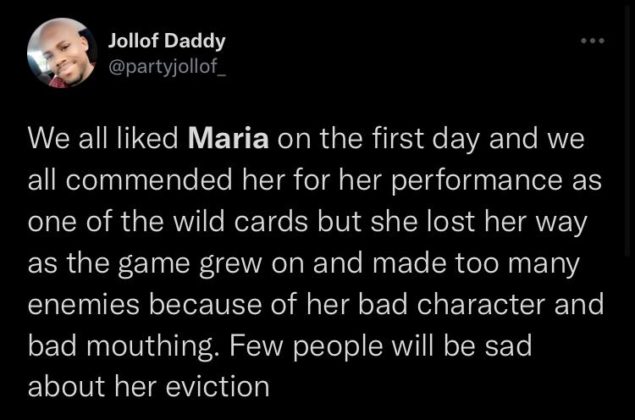 BBNaija Update Mixed Reactions Trails Maria Eviction from the House NotjustOK