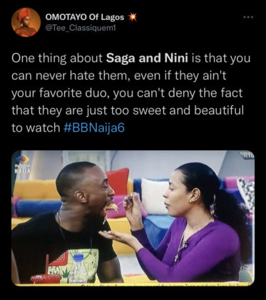 BBNaija Update Saga and Nini Relationship Sparks Online Discussion Reactions Twitter NotjustOK