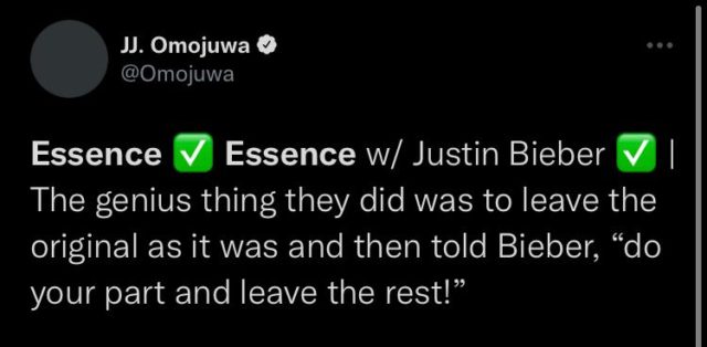Reactions to Justin Bieber on Wizkid's Essence Remix Read Twitter NotjustOK