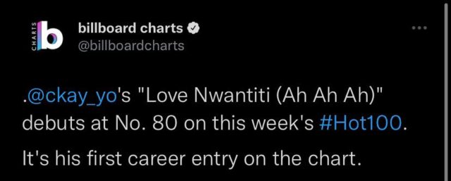 Ckay Love Nwatiti Finally Breaks into Billboard Hot 100 Chart Details NotjustOK