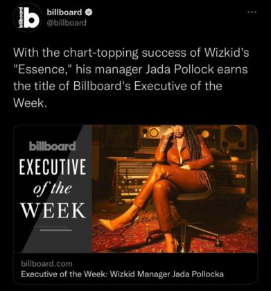 Wizkid Manager Jada Pollock Named Billboard Executive of The Week NotjustOK