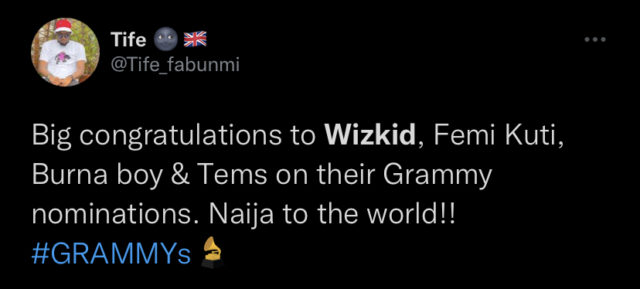 See Reactions to Wizkid, Burna Boy and Tems Grammy Nominations NotjustOK