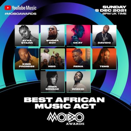 Burna Boy, Wizkid, Davido Nominated for the 2021 MOBO Awards Details NotjustOK