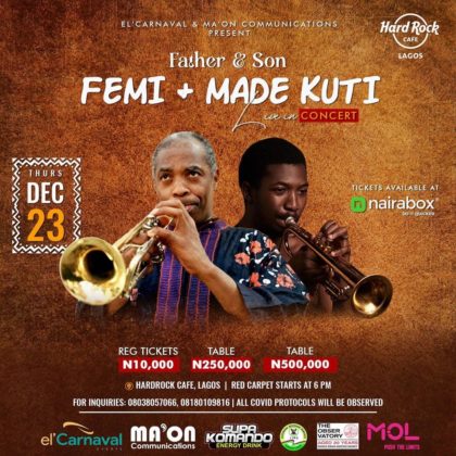 Femi and Made Kuti To Headline Joint Concert in Lagos Details NotjustOk