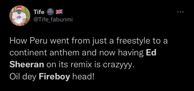 Reactions Trail News of Fireboy and Ed Sheeran Collab on Peru Remix NotjustOK