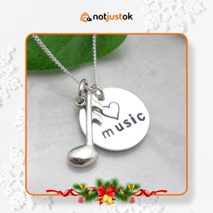 Personalized musical notes necklace