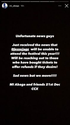 M.I Abaga Reveals Jesse Jagz Has Pulled Out of Incredible Music Festival NotjustOK