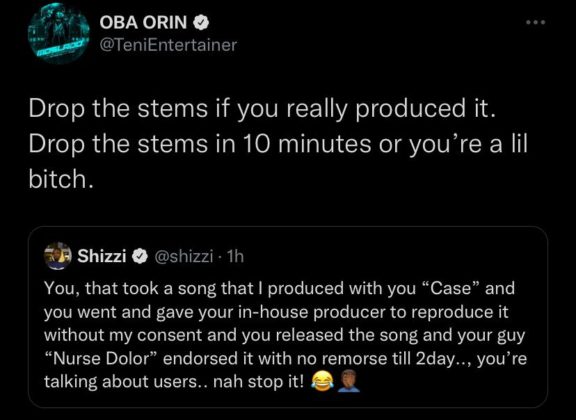Teni and Shizzi Clash on Twitter Over Singer's Case Song Read NotjustOK