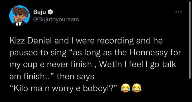 Kizz Daniel Comments on Buju Lyrics During Studio Recording Session NotjustOK