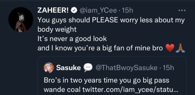Ycee weight gain